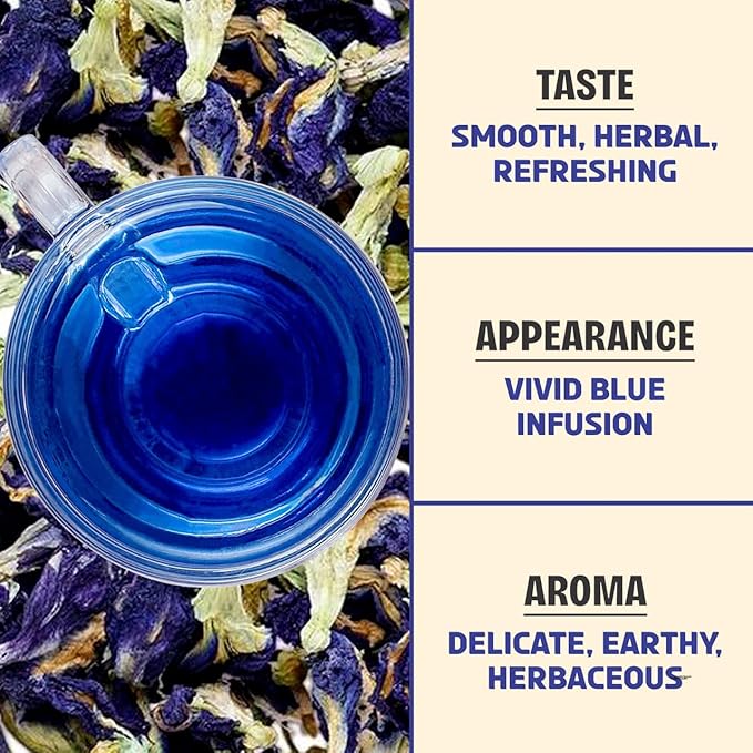 BREWIX, Butterfly Pea Flower Herbal Tea Loose Leaf (40+ Cups,1.41oz/40g) | Caffeine Free | Premium Dried Butterfly Pea Flowers For Blue & Purple Drinks, Food Coloring