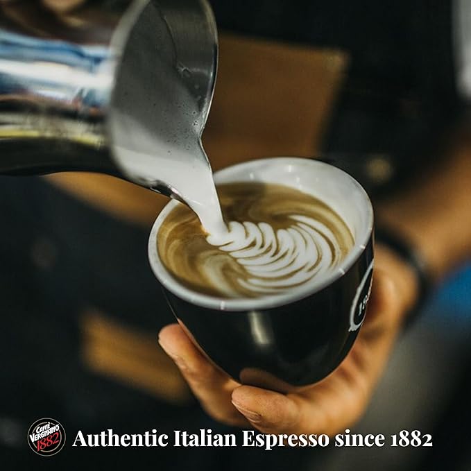 Caffe Vergnano 1882 Gran Aroma Whole Bean Arabica Medium Espresso Roast Coffee, 2.2lbs Bag - Italian Coffee Beans with Rich notes of Cocoa, Spices & Dried Fruit, Intensity 8/10-1000g Bag (2 Pk)