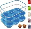 2 Pack 6 Cups Jumbo Muffin Pan with Metal Reinforced Frame Silicone Molds Cupcake Cake Baking Pans Oven Safe Silicone Molds Cookie Muffin Pan Tin Best Baking Sheets Non Toxic Clearance