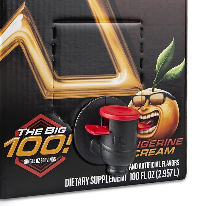 XMODE Energy Shots on Tap (Tangerine Scream Flavor) – 100 Serving Dispenser with Refillable Bottles for On-Demand Energy at 150mg Caffeine Per Oz