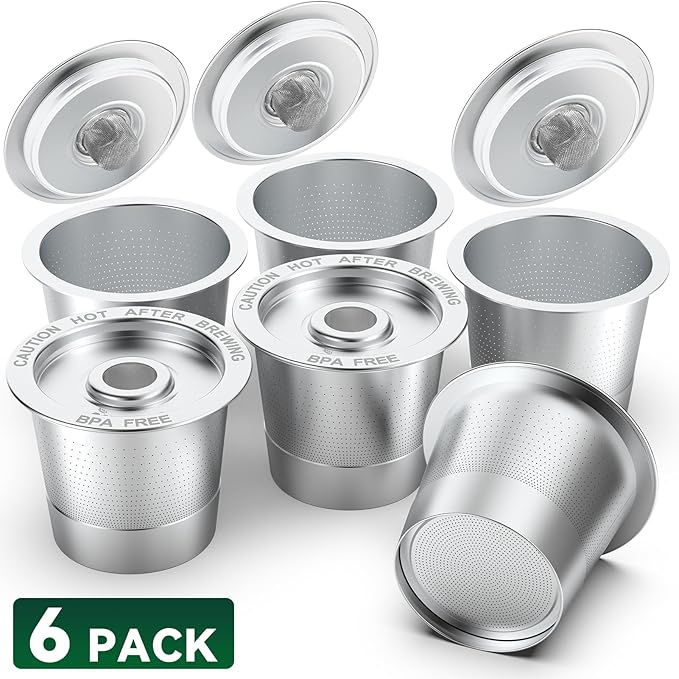 6 Pack Reusable K Cups Coffee Pods for Keurig 1.0: Stainless Steel Refillable K Cup - Reusable Coffee Filter for Keurig 1.0 Coffee Maker, Permanent, Eco-Friendly, Innovative Design