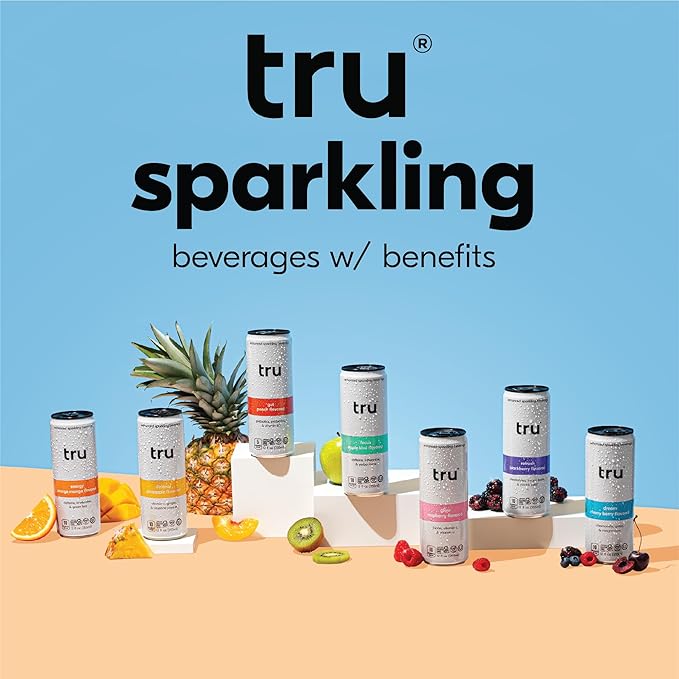 Tru Dream Seltzer, Cherry Berry, Sparkling Water with Chamomile, GABA, Magnesium & Tart Cherry Juice, Sweetened with Monk Fruit & Stevia, Gluten Free, Vegan, Caffeine Free, 12 FL OZ Cans, 12 Pack