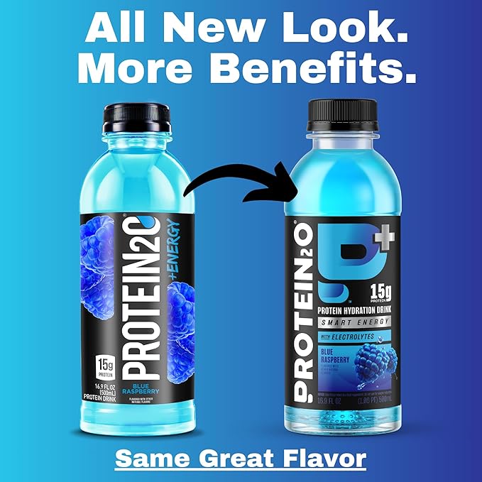 Protein2o 15g Whey Protein Isolate Hydration Drink Plus Energy & Focus, 350mg of Electrolytes, Vitamins B5 & B6, Sugar Free, Energy Variety Pack, 16.9 oz Bottle (Pack of 12)