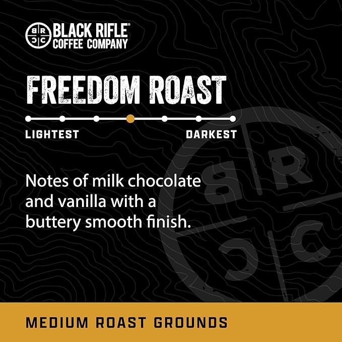 Black Rifle Coffee Company Ground Coffee Medium Roast - Roasted Blend Made from Pure Arabica Beans - Colombian & Brazilian Beans - Veteran Founded & American Made (Freedom Roast, 12oz Bag)