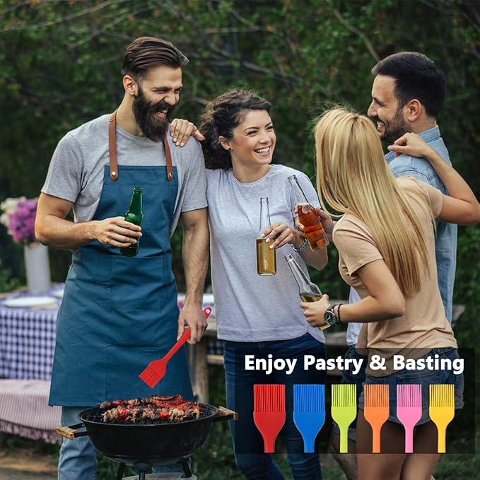 Silicone Basting Brush Set 6 Pack Heat Resistant Pastry Brushes Spread Oil Butter Sauce for BBQ Grill Barbeque Kitchen Baking Cooking Pastries, 2 Large & 4 Small