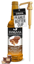 Syruvia Coffee Syrup, Peanut Butter Cup Flavored Syrup for Drinks, Lattes, and Desserts – 25.4 fl oz, With Pump