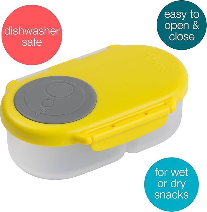 b.box Snack Containers for Kids, Toddler Snack Box Container, Reusable Small Bento Box for Lunch, School & Travel, Leak Proof, BPA free, Dishwasher Safe, Ages 4 months+ (Lemon Sherbet, 12oz capacity)