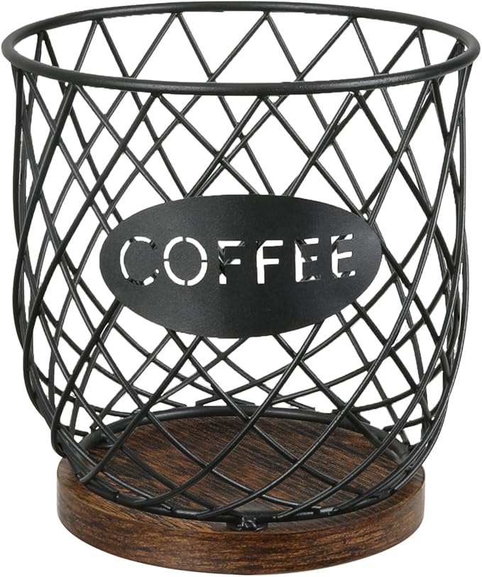 YINMIT K Cup Holder Organizer, Sturdy Coffee Pod Holder Organizer, 35 Kcup Large Capacity Storage Basket for Kitchen Counter and Office Desktop (Circular Grid)
