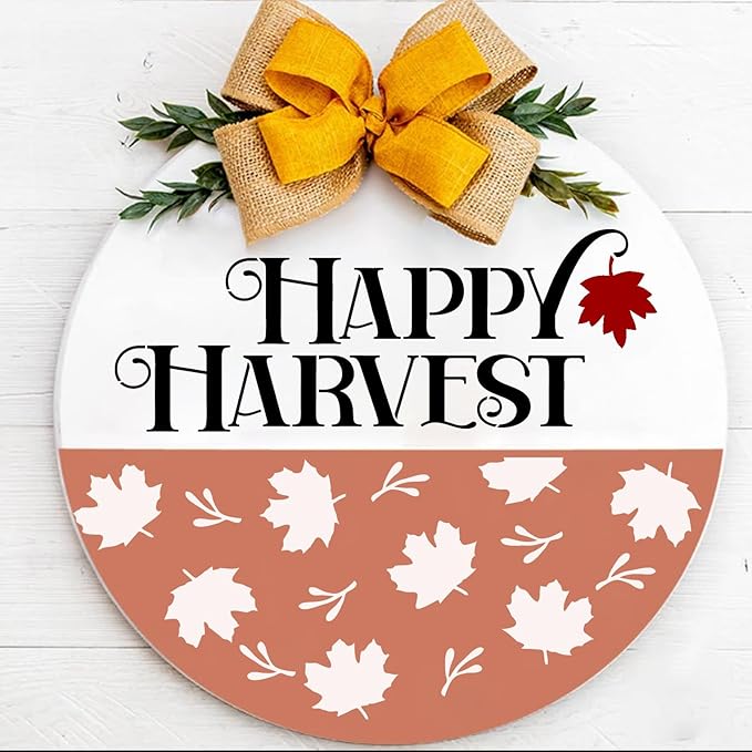 Fall Stencils for Painting on Wood Thanksgiving Stencils Autumn Hello Pumpkin Happy Harvest Stencil for Door Mats Fabrics Porch Hanger Decor