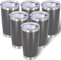 20oz Tumbler Bulk Stainless Steel Tumblers with Lid Vacuum Insulated Double Wall Travel Coffee Mug Powder Coated Tumbler Cup for Hot and Cold Drinks(Grey, 6 pack)