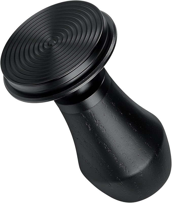 Normcore 53.3mm Espresso Coffee Tamper V4 - Spring Loaded Tamper With Titanium PVD Coating Ripple Base -15lb / 25lb / 30lbs Replacement Springs, Genuine Black Oak Wood Handle