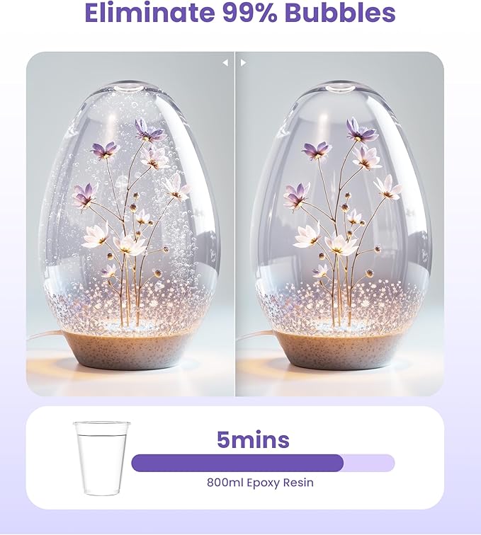 EENOUR Resin Bubble Remover, Removes 99% of Air Bubbles in 5 Minutes, 98kPa Vacuum Chamber with Digital Display, Big Capacity bubble remover for Epoxy Molds Casting, UV Resin, Silicone, Jewelry Making