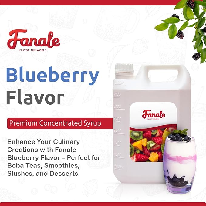 Fanale Premium Flavoring Concentrated Syrup for Bubble Tea 11 lb | Blueberry Flavor Syrup | for Boba Tea, Smoothies, Slushes, Desserts | 11lb | Pack of 4 | SRP170-CS