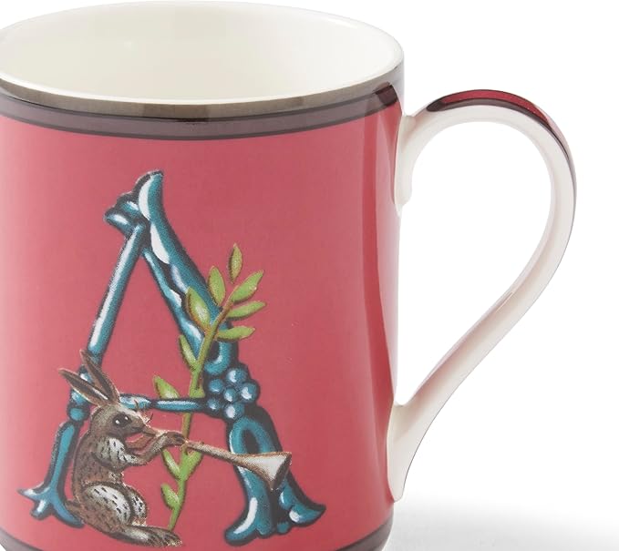 Spode Kit Kemp Alphabet Mug - Letter A Monogram in Fine China, 12oz Ceramic Coffee Cup for Hot Drinks, Personalized Drinkware for Unique Gifts, Dishwasher Safe Tea or Coffee Mug - Gift Box Included
