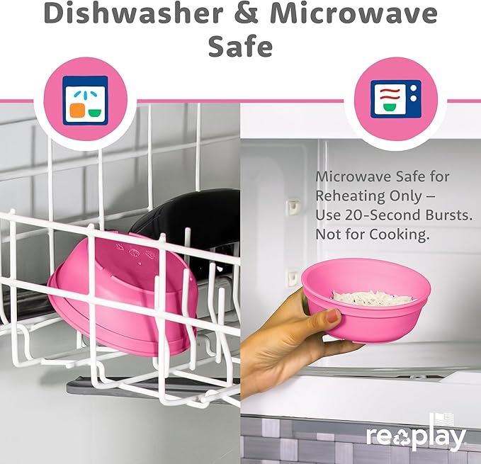 Re-Play 12 Oz. Toddler Bowls for Snack and Everyday Dining - Dishwasher and Microwave Safe - Made in USA - Set of 3-5.75" x 5.75" x 2" - Princess