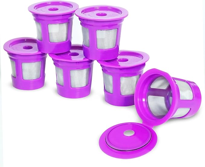 Perfect Pod Cafe Save 1-Stream Reusable K Cup Pod Coffee Filters - Refillable Coffee Pod Capsules with Built-In, Integrated Mesh Strainer for use with Keurig & Select Single Cup Coffee Makers, 6-Pack