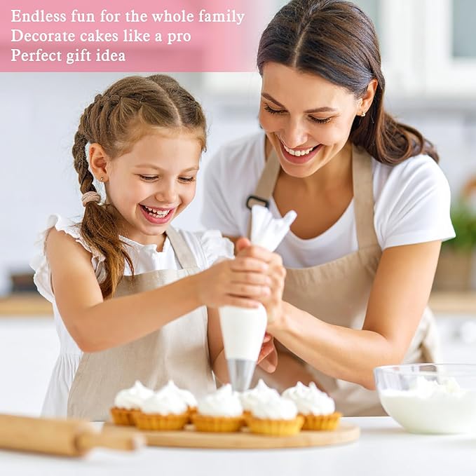 7 Pcs Small Round Piping Tips Set, Stainless Steel Cake Frosting Nozzles Professional Cake Decorating Tips Cupcake Icing Supplies for Baking Cookies Fondant Cream Bag Filler