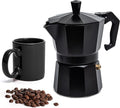 Mixpresso Black 3 Cup Moka Pot Cuban Coffee Maker, Moka Pot for Gas, Electric Stove Top, Classic Italian Coffee Maker, Stovetop Espresso Maker, Camping Pot Makes 3 Espresso Cup 5 Oz - Mug 4.4 Oz