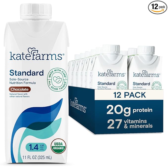 KATE FARMS Organic 1.4 High Calorie Nutrition Shake, Chocolate, 20g Protein, 27 Vitamins and Minerals, Meal Replacement, 11 oz (12 Pack)
