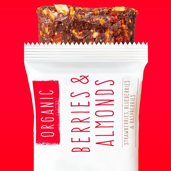 JONESBAR Organic Plant Based Protein Bars | Berries and Almonds | Fruit & Nut Bar, Kosher, Gluten Free, Breakfast Bars, School Snacks, Vegan Snack & Healthy Snacks for Adults and Kids (Pack of 12)