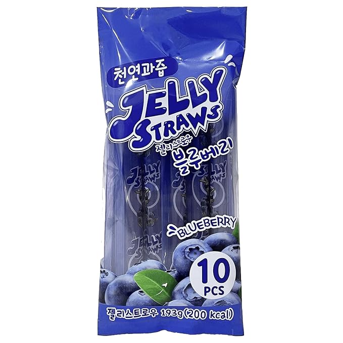 Fruit Jelly Straw - Assorted Flavors (Peach, Mango, Blueberry, Lychee) (Blueberry)