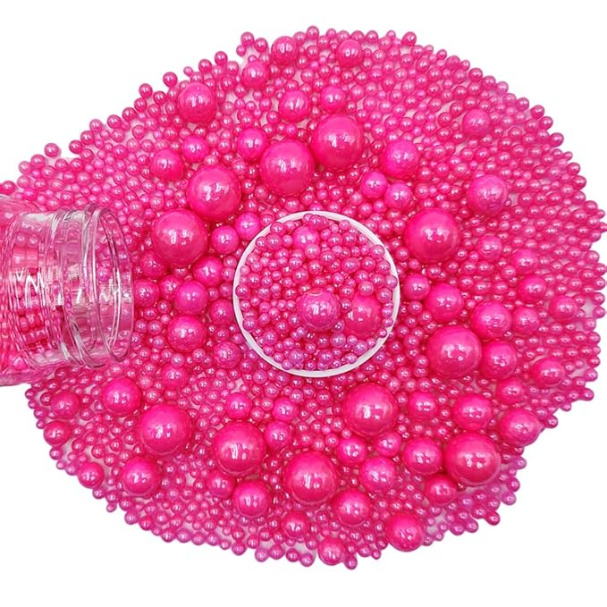 Edible Rose Pink Sugar Pearls Candy Sprinkles 120G/ 4.23Ounce Baking Cake Sprinkles Cupcake and Cake Topper Cookie Decorations Wedding Party Valentines Halloween Christmas Supplies