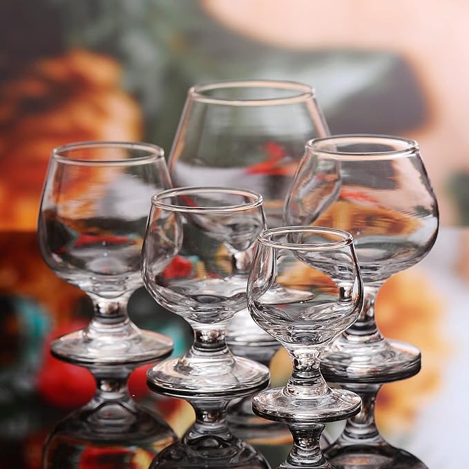 Shot Glass Set of 6 - Clear Cute Shot Glasses, Perfect for Tasting Brandy, Glass Snifters