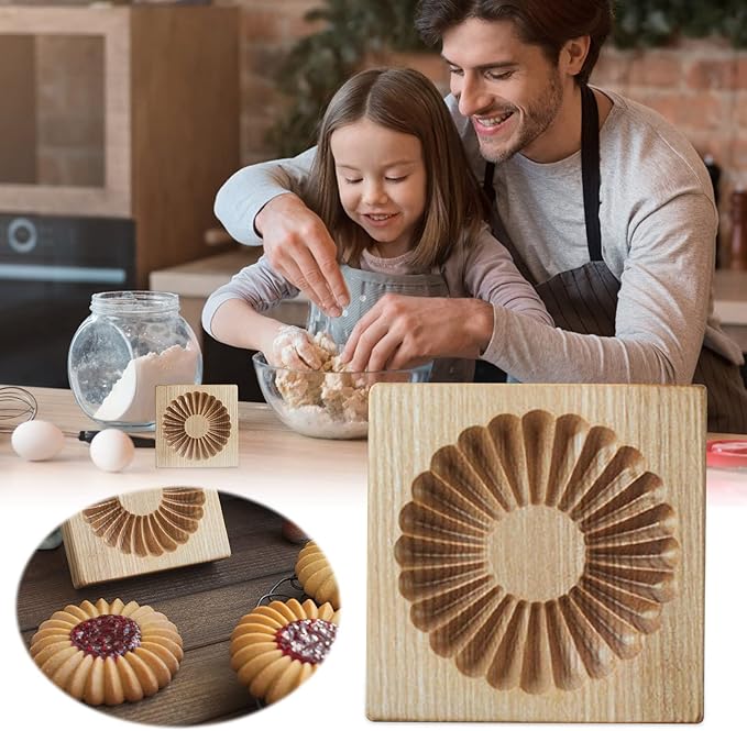 Wooden Cookie Biscuit Mold, 3D Baking Mold, Embossing Craft Decorating Baking Tool, Suitable for Halloween Thanksgiving Christmas Kitchen DIY (Shape C 10 * 10 * 2)