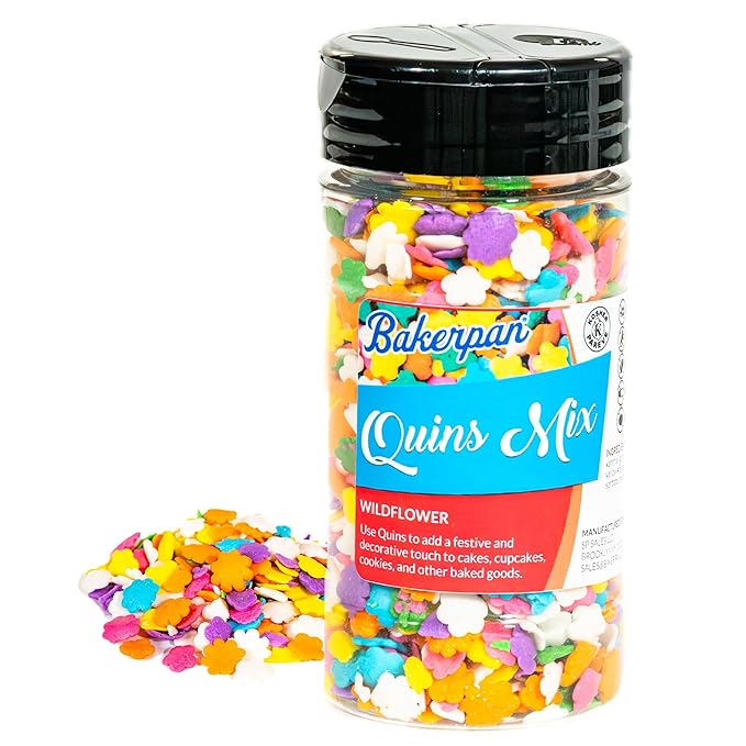 Bakerpan Spring Sprinkles for Cake Decorating - Flower Confetti Edible 4 Ounces - Edible Confetti Sprinkles for Cupcakes, Ice Cream, Cookies, Cakes (Made in USA)