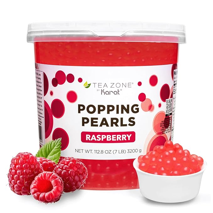 Tea Zone [7 Pounds] Raspberry Popping Pearls for Boba Tea Beverages, Sweets, Ice Cream Topping | B2063