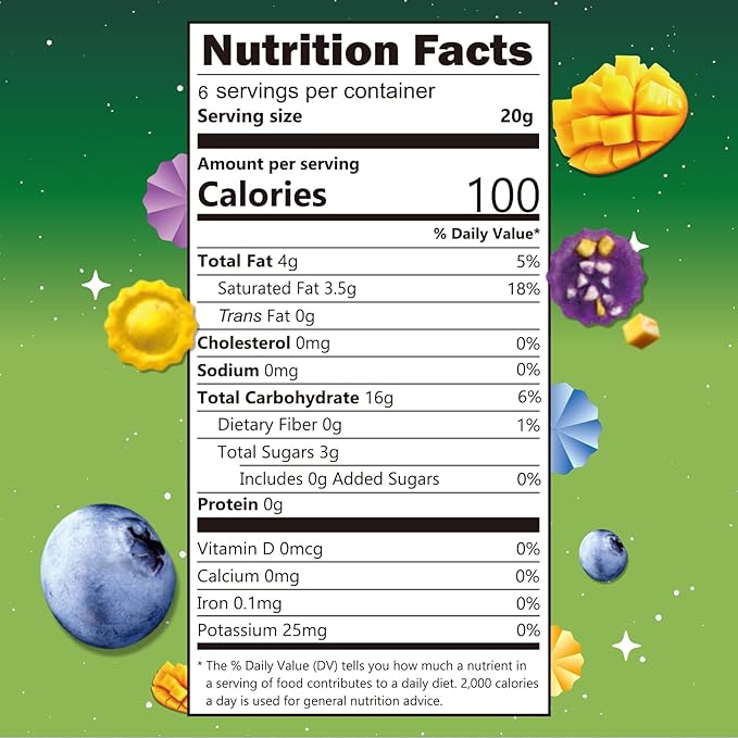 SUNGIVEN Freeze Dried Fruit Crisps Crunch Mango & Blueberry 6 Packs Gluten Free Made with Fruit Vegan Healthy Snacks Ready to Eat for Yogurt Dessert