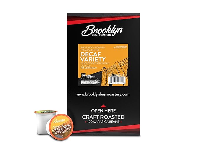 Brooklyn Beans Coffee Pods, Assorted Decaf Variety Pack - Compatible with Keurig K Cup Brewers Including 2.0 Coffee Makers, 40 Count, Perfect for Decaf Coffee Lovers
