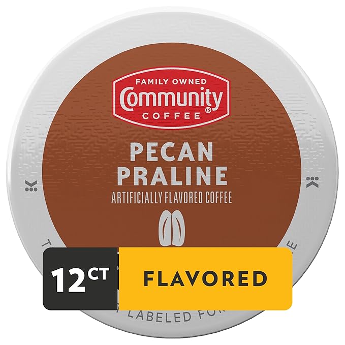 Community Coffee Pecan Praline Flavored 12 Count Coffee Pods, Medium Roast, Compatible with Keurig 2.0 K-Cup Brewers, 12 Count (Pack of 1)