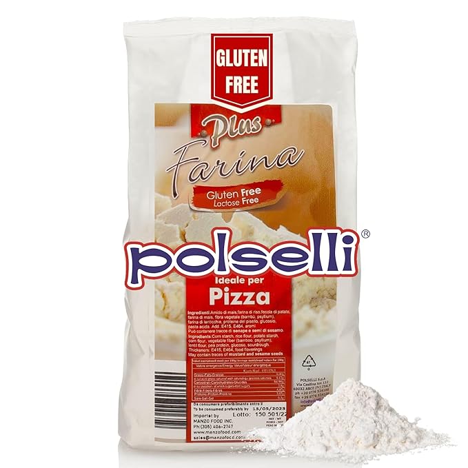 Gluten Free Flour, Pizza Flour, Lactose Free, 2.2lb, All Natural, Multi Purpose Flour & Starch Blend, for Baking Pizza, Bread, & Pasta, Product of Italy, Polselli