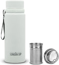 London Sip 25 oz Multi-Purpose Tea Infuser Mug – Fruit Infuser Water Bottle for Hot and Cold – Double Wall Stainless Steel Insulated, Pearl White