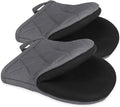 1 Pair Short Oven Mitts, Heat Resistant Silicone Kitchen Mini Oven Mitts for 500 Degrees, Non-Slip Grip Surfaces and Hanging Loop Gloves, Baking Grilling Barbecue Microwave Machine Washable
