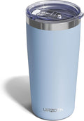 Travel Coffee Tumbler 20oz, Leakproof Travel Coffee Mug with Lid and Straw, Stainless Steel Double Wall Vacuum Insulated Tumbler for Hot/Iced Drinks (Textured Matte, Light Blue)