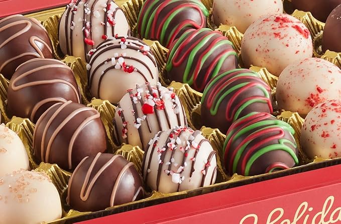 Harry & David Limited Edition Holiday Truffles, Dark Chocolate, Milk Chocolate, Gift Box, Holiday Treats