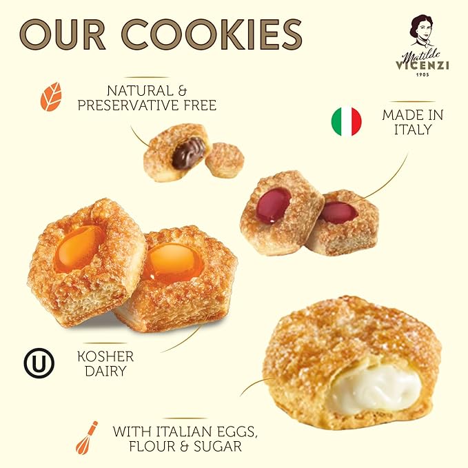 Pasticceria Matilde Vicenzi 5 O'Clock Tea Time Cookie Assortment Gift Tin - Butter Pastries, Chocolate & Vanilla Filled Gourmet Cookies - Bakery Snacks Made in Italy for Father's Day - 13.23oz (375g)