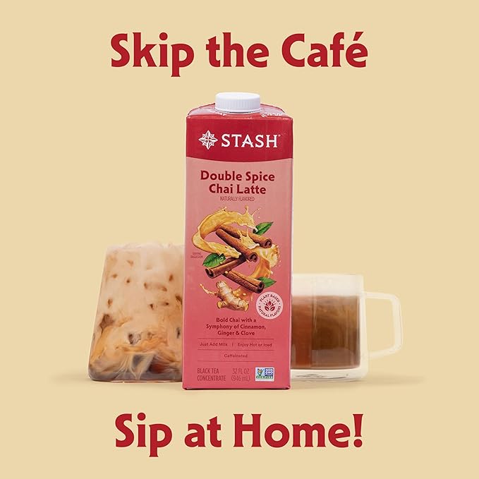STASH Double Spice Chai Latte - Dairy Free Plant Based Tea Concentrate - Caffeinated - 32 fl oz, 5 Servings (Pack of 6)