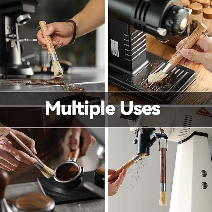 MHW-3BOMBER Air Blower and Coffee Grinder Cleaning Brush, Coffee Machine Cleaning Tool Set, Air Duster and Walnut Wood Brush Kit for Espresso, Camera, Keyboard, Coffee Powder Cleaning Tool CS7088-OS