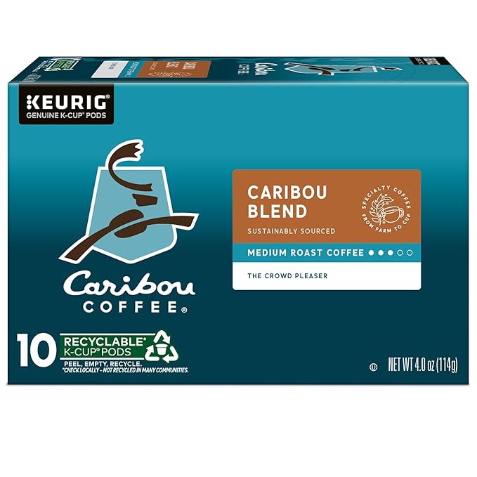 Caribou Coffee Caribou Blend Keurig Single-Serve K-Cup Pod, Medium Roast Coffee, 60 Count (6 Packs of 10)
