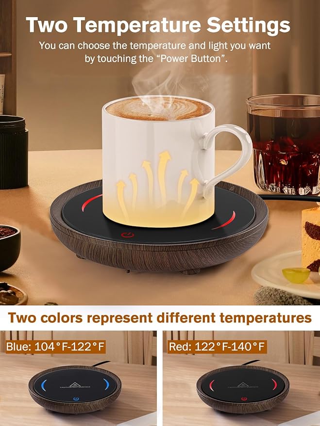 PUSEE Candle Mug Warmer, Gravity-Induction Coffee Mug Warmer for Desk with 2 Temp Settings, Auto Shut Off Coffee Cup Warmer, Beverage Warmers Heating Plate for Coffee, Tea, Milk and Candle Wax