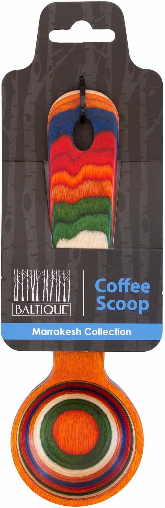 Baltique Marrakesh Collection Wooden Coffee Scoop – Colorful Birch Wood Reusable Scoop for Ground Coffee, Protein Powder & More