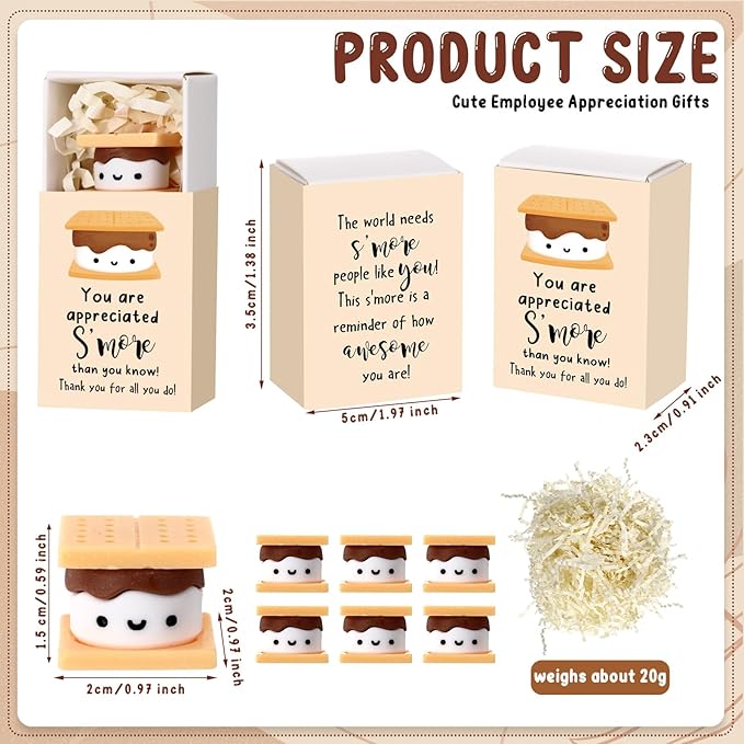 Wettarn 36 Sets S'more Appreciation Gifts Bulk Marshmallow with Box Party Favors Christmas Vet Tech Thank You Gift Rewards for Teacher Employee Nurse Coworkers Staff Team