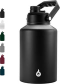 BJPKPK One Gallon(128 oz) Insulated Water Bottle, Dishwasher Safe Stainless Steel Thermos, BPA Free Jug with Ergonomic Handle & Anti-slip Bottom, Large Water Bottle, Black