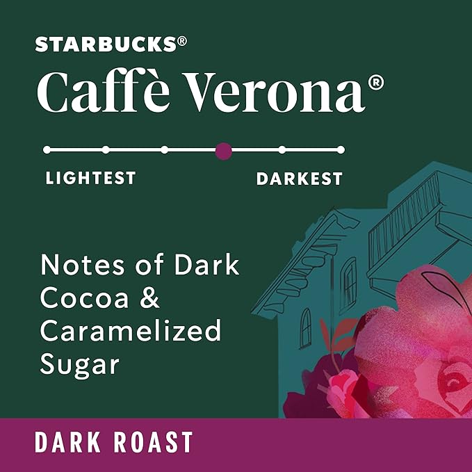 Starbucks K-Cup Coffee Pods, Dark Roast Coffee, Caffè Verona for Keurig Brewers, 100% Arabica, 4 boxes (96 pods total)