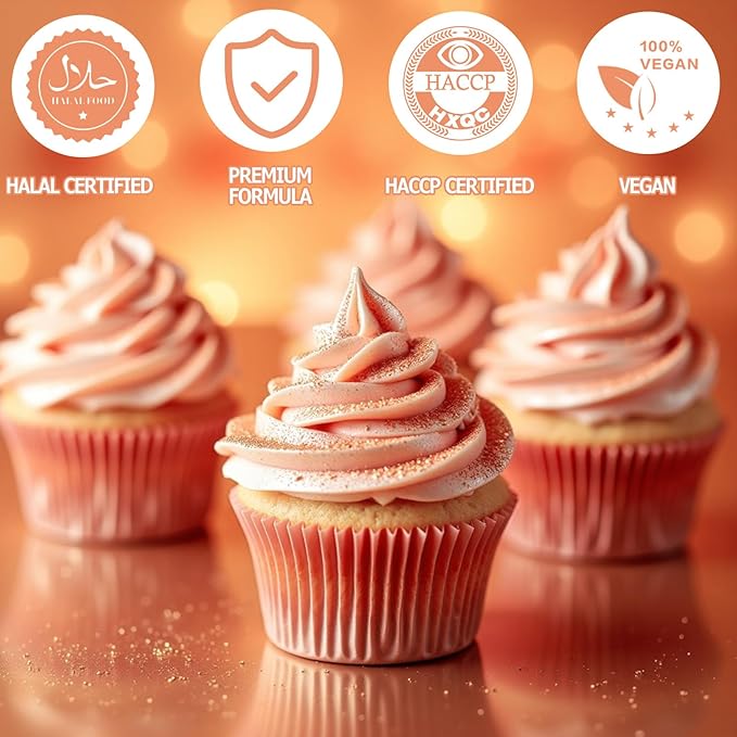 Nomeca Edible Glitter for Drinks Cakes, 8 grams Food Grade Luster Dust Sprinkles Glitter for Cake Decorations, DIY Cocktails, Beverages & Cake Decorating, Dessert Cake Topper (8-Rose Gold)