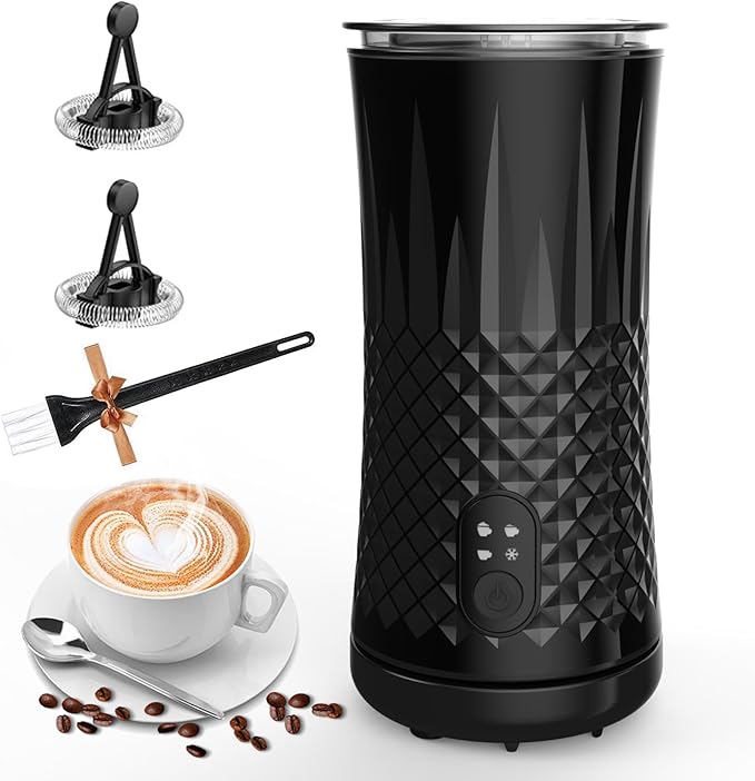 Milk Frother, Ausyle 4-in-1 Electric Milk Frother and Steamer, Non-Slip Stylish Design, Hot & Cold Milk Steamer with Temperature Control, Auto Shut-Off Frother for Coffee, Latte, Cappuccino, Macchiato