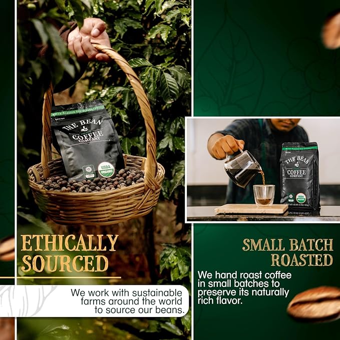 The Bean Organic Coffee Company Caramel, Medium Roast, Whole Bean Coffee, 16-Ounce Bag